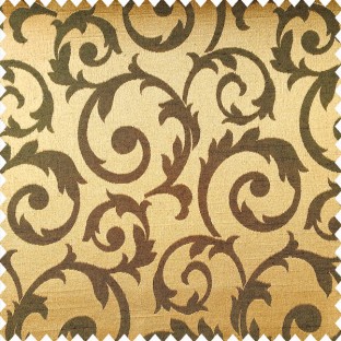 Gold black color traditional design texture finished surface shiny swirls pattern polyester main curtain